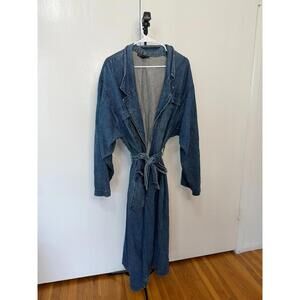 Counterparts Vintage Denim Trench Coat Dress – Women’s Size 14, 100% Cotton